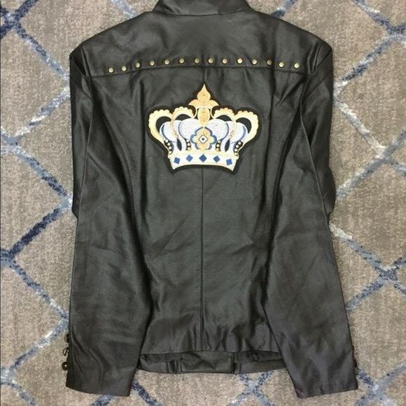 Sheryl Crow Faux Leather Military Jacket-Crown (1X) - Picture 1 of 5
